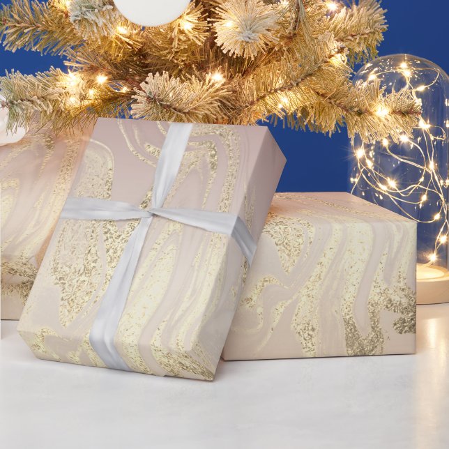 Elegant modern gold marble gradient wrapping paper (Holidays)