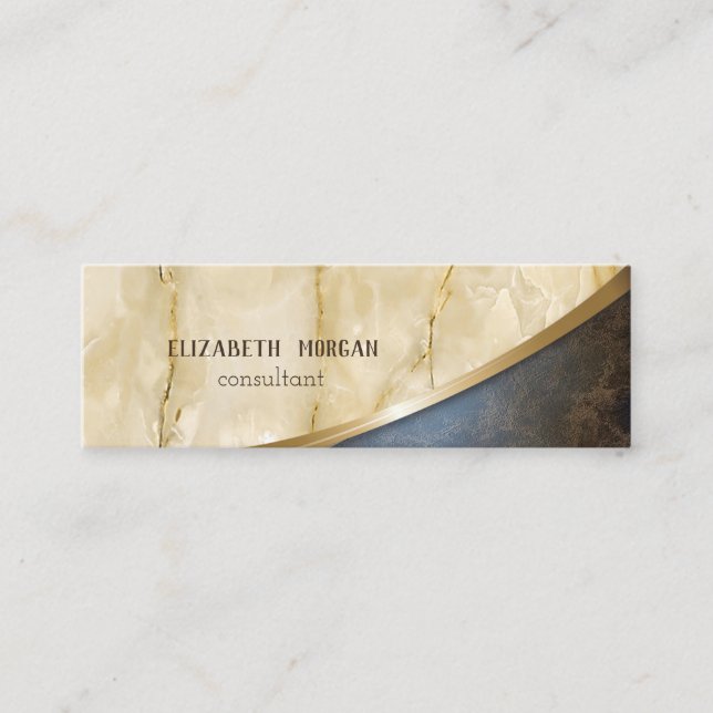 Elegant  Modern , Gold, Marble, Leather Look Mini Business Card (Front)