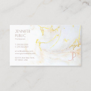 Elegant Modern Gold Marble Monogram Professional Business Card
