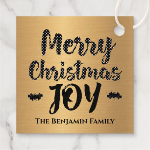 Elegant Modern Gold Merry Christmas Personalise Favour Tags