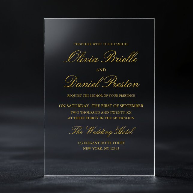 Elegant Modern Gold Minimalist Wedding Acrylic Invitations (Creator Uploaded)