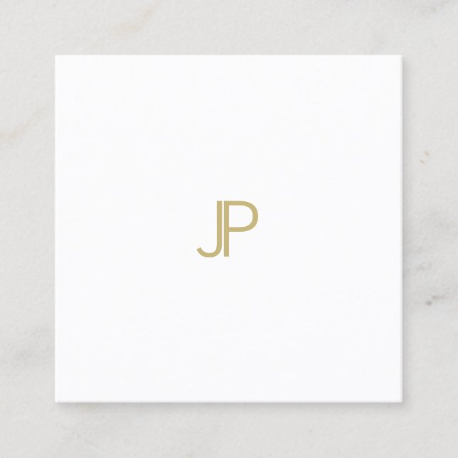 Elegant Modern Gold Monogram Template Professional Square Business Card (Front)