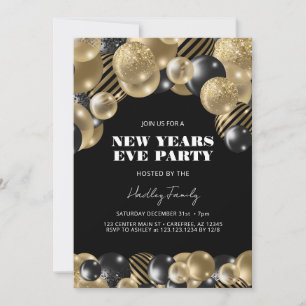 Elegant Modern Gold New Year's Eve Party Invitation