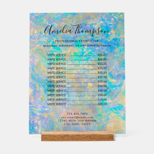 Elegant Modern Gold Opal Stone Price List Acrylic Sign