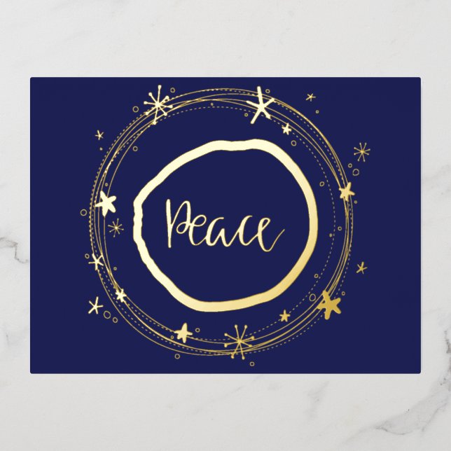 Elegant Modern Gold Peace Star Christmas Holiday (Front)