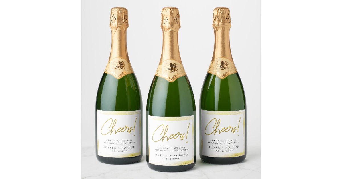 Elegant Modern Gold Personalised Champagne Label | Zazzle
