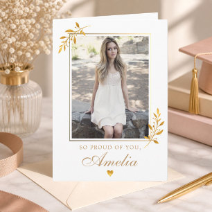 Elegant Modern Gold Photo Graduation Card