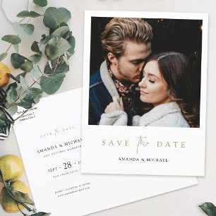 Elegant Modern Gold Photo Save the Date Wedding Announcement Postcard