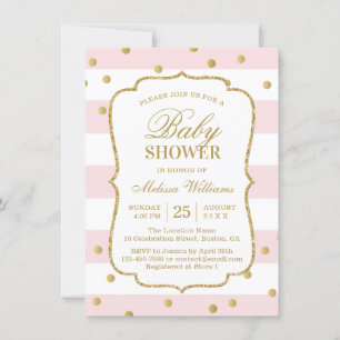 Elegant Modern Gold Pink Baby Shower Invitation