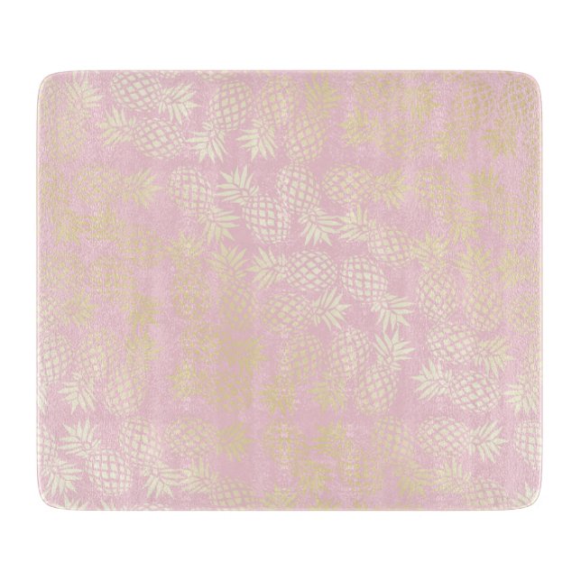 Elegant modern gold & pink pineapple pattern cutting board (Front)