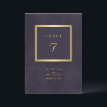 Elegant modern gold purple wedding table number<br><div class="desc">Modern classic dark purple plum and gold frame trendy minimalist typography custom wedding table numbers on a vintage background.             Matching wedding stationery available in the collection.</div>