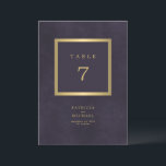 Elegant modern gold purple wedding table number<br><div class="desc">Modern classic dark purple plum and gold frame trendy minimalist typography custom wedding table numbers on a vintage background.             Matching wedding stationery available in the collection.</div>