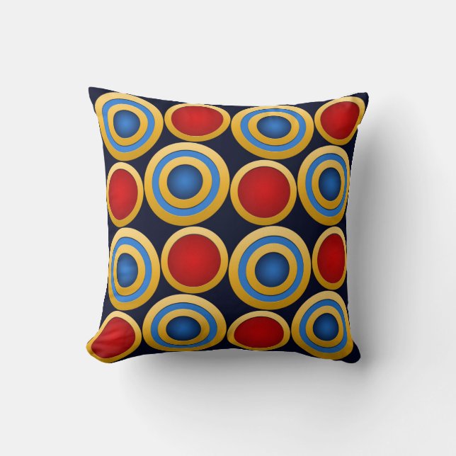 Elegant, modern, gold rings, red, navy blue cushion (Front)