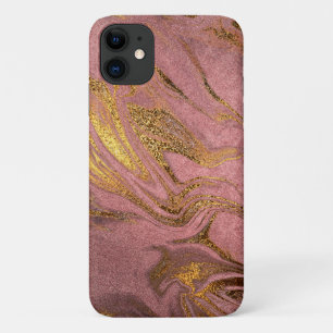 Elegant modern gold & rose gold marble look iPhone 11 case