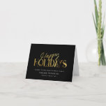 Elegant Modern Gold Script Business Corporate Holiday Card<br><div class="desc">Modern minimalist business holiday card with elegant script calligraphy reading HAPPY HOLIDAYS in printed gold. Below is space for your custom message as well as additional space inside over your corporate logo.</div>