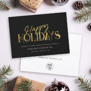 Elegant Modern Gold Script Business Corporate Holiday Card