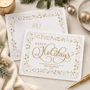 Elegant Modern Gold Script Business Corporate Logo Holiday Card