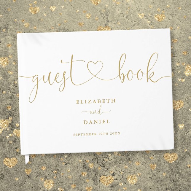 Elegant Modern Gold Script Script Wedding Guest Book (Elegant Modern Gold Script Script Wedding Guest Book)