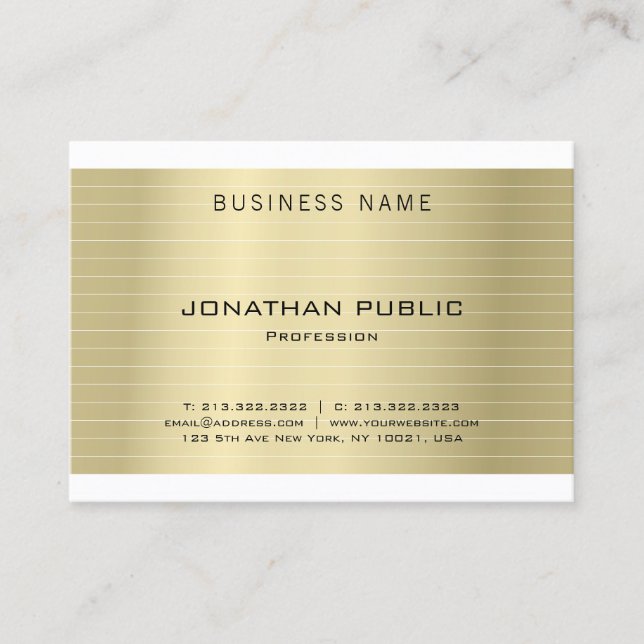 Elegant Modern Gold Sophisticated Plain Luxury Business Card (Front)