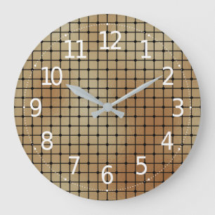 Elegant Modern Gold Squares Tiles Pattern   Large Clock