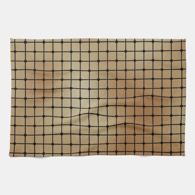 Elegant Modern Gold Squares Tiles Pattern | Tea Towel (Horizontal)