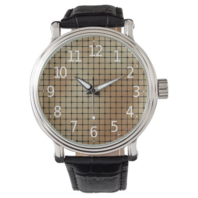 Elegant Modern Gold Squares Tiles Pattern | Watch (Front)
