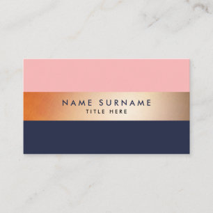Elegant Modern Gold Stripe Blue Business Card