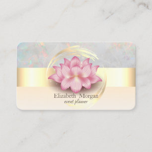 Elegant Modern Gold Stripe Lotus Opal Holographic Business Card
