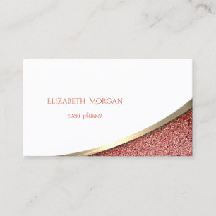 Elegant  Modern Gold Stripe ,White , Red Marble Business Card