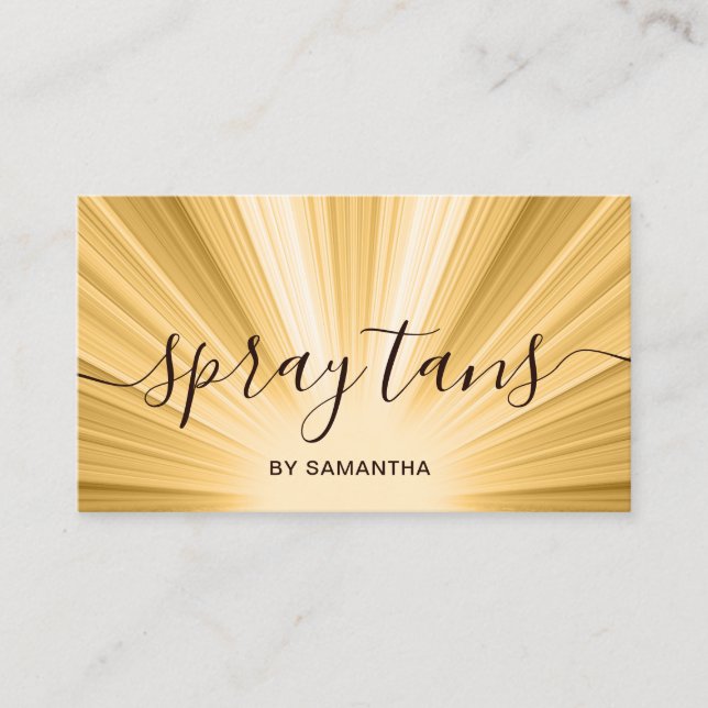 Elegant modern gold sun spray tans business card (Front)