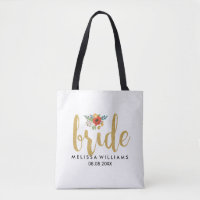 Elegant Modern Gold Text-Bride Floral Accent