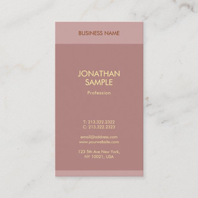 Elegant Modern Gold Text Name Template Vertical Business Card (Front)