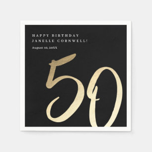 Elegant Modern Gold Type 50th Birthday Party Napkin