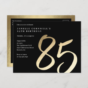 Elegant Modern Gold Type 85th Birthday Invitation Postcard