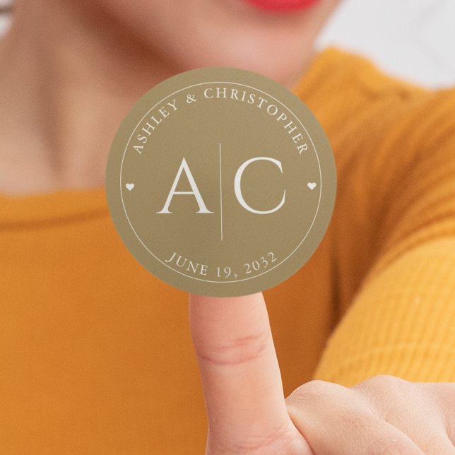 Elegant Modern Gold Wedding Classic Round Sticker (Creator Uploaded)