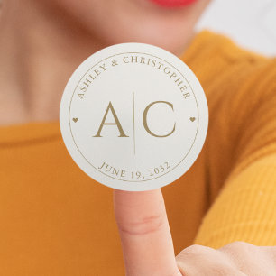 Elegant Modern Gold Wedding Classic Round Sticker