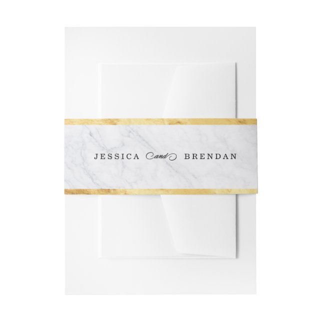 Elegant Modern Gold Wedding Invitation Belly Band (Front Example)