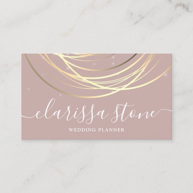 Elegant modern gold wedding planner business card (Front)