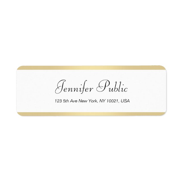 Elegant Modern Gold White Chic Hand Script Simple (Front)