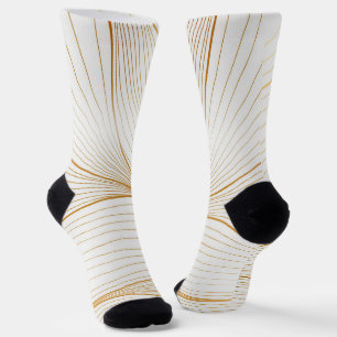 Elegant Modern Gold White Leaves Line Collection Socks
