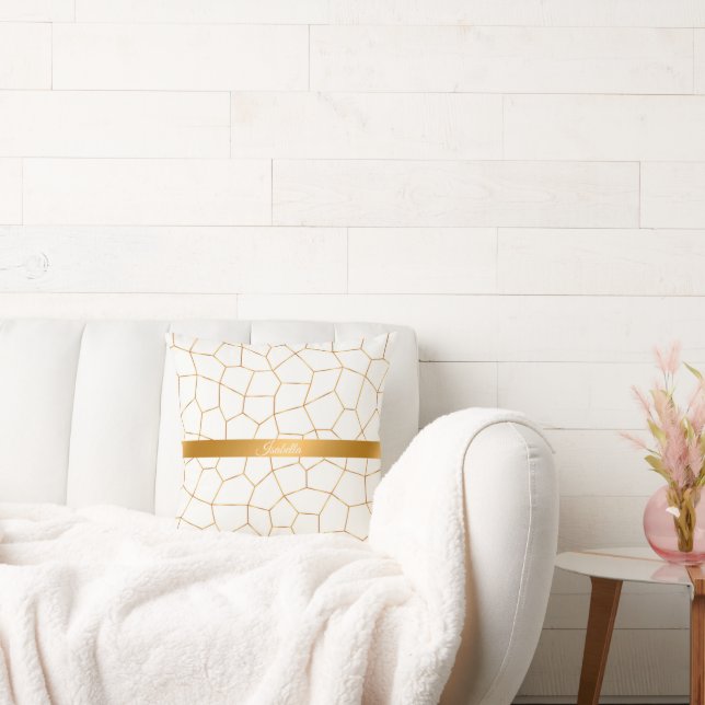 Elegant Modern Gold White Stained Glass Collection Cushion (Couch)