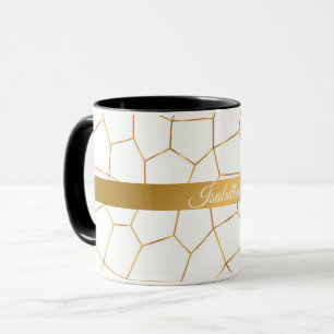 Elegant Modern Gold White Stained Glass Collection Mug