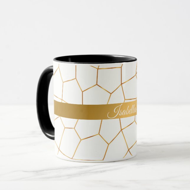 Elegant Modern Gold White Stained Glass Collection Mug (Front Left)