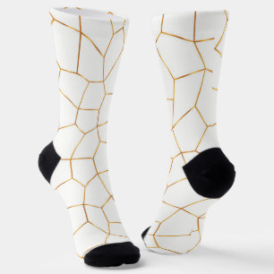 Elegant Modern Gold White Stained Glass Collection Socks