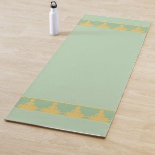 Elegant, Modern Golden Buddha on Laurel Green Yoga Mat