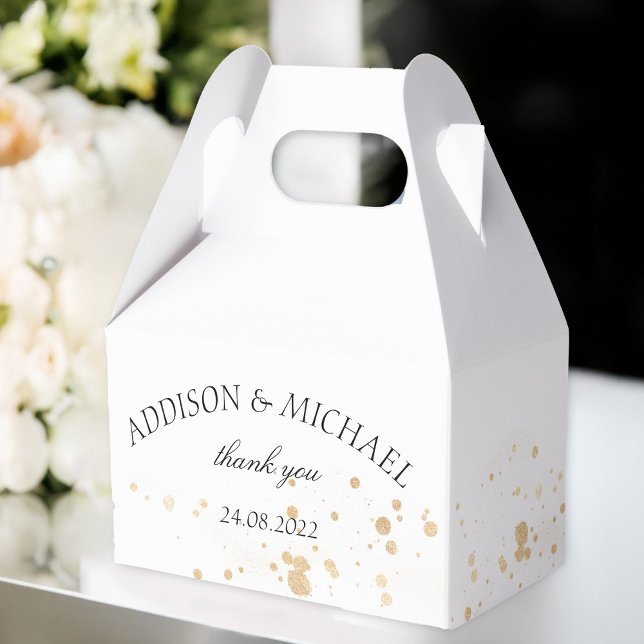 Elegant modern golden dots wedding favour box (Elegant modern golden dots wedding favor boxes
with your name and date.)