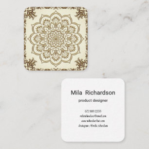 Elegant modern golden mandala square business card