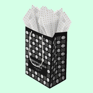 Elegant Modern Golf Ball & Tee Black Noir Medium Gift Bag