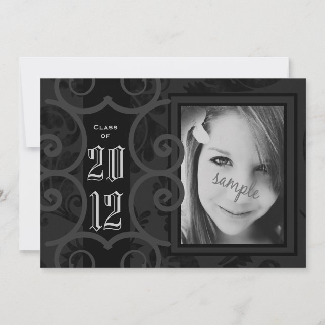 Elegant Modern Goth Graduation Party Invitation (Front)