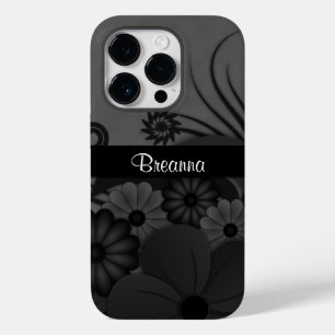 Elegant Modern Gothic Black Floral Hibiscus Tough Case-Mate iPhone 14 Pro Case